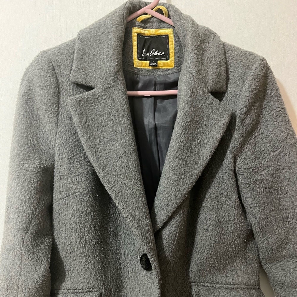 Notched Collar Wool Blend Long Car Coat